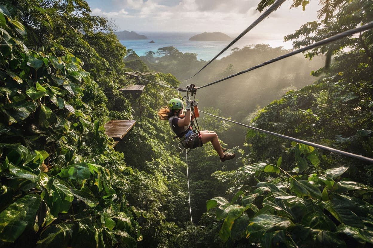 Ziplining in Antigua Rainforest